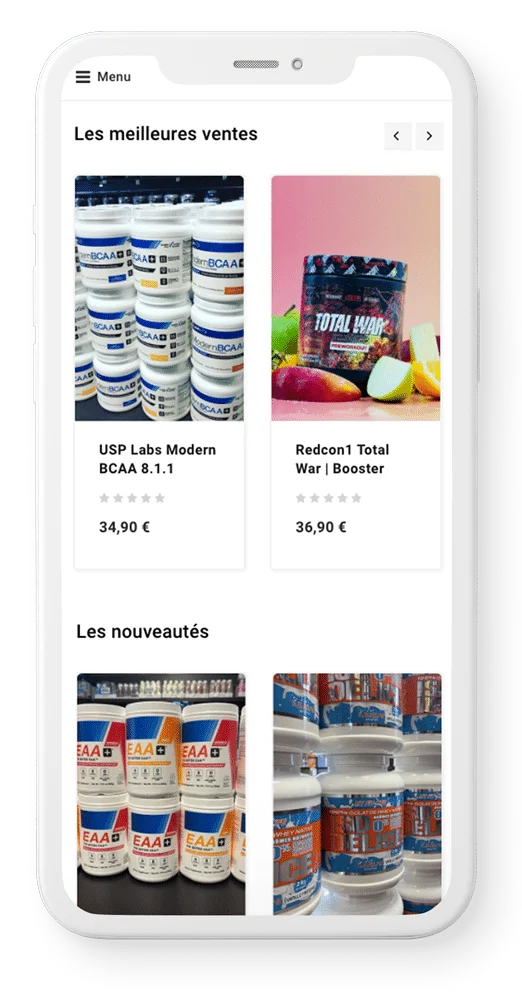 Section Nouveauté et Meilleures ventes site de nutrition sportive Dietfitness, agence web Powerd Caen