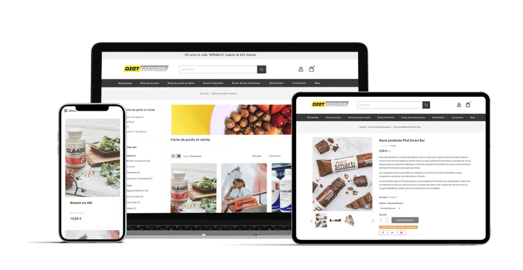 Création site de nutrition sportive sur Prestashop Dietfitness agence web caen